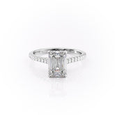 2.10 CT Emerald Cut Solitaire Pave Setting Moissanite Engagement Ring 10